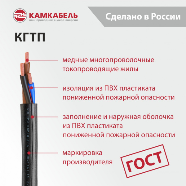 Кабель КГТП 3х1,5 Камский кабель